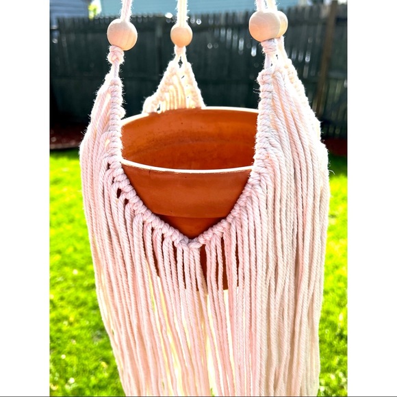 Large Fringe Macramé Plant Hanger - Picture 4 of 6